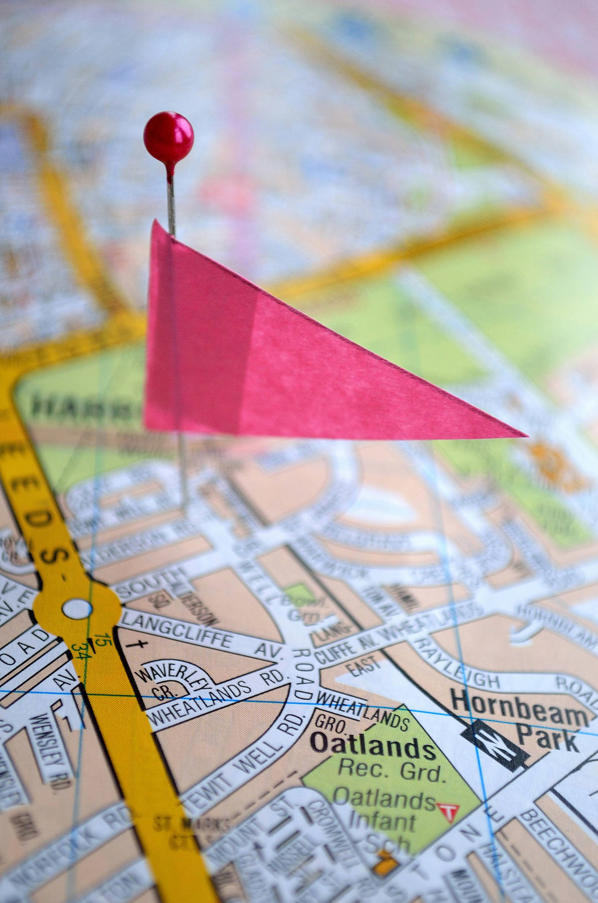 pin and flag on a map
