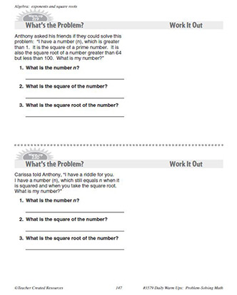 Algebra Daily Math Warm-Ups and Answe Key Grade 4-6
