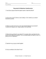 Recycled Art Reflection Questionnaire
