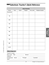 Substitute Teacher's Quick Reference