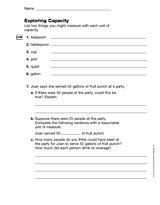 Exploring Capacity (Gr. 4)
