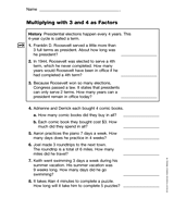 Multiplying with 3 and 4 as Factors (Grades 3-4)