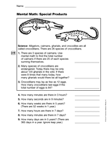 Mental Math: Special Products (Gr. 4)