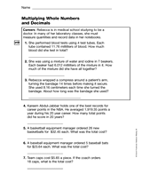 Multiplying Whole Numbers and Decimals (Gr. 5)