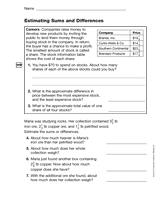 Fractions: Estimating Sums and Differences (Gr. 5)
