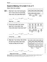 Explore Making 10 to Add 7, 8, or 9 (Gr. 1)