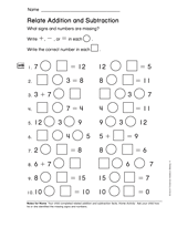 Facts and Strategies to 18: Relate Addition to Subtraction (Gr. 1)