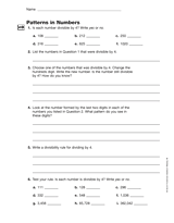Patterns in Numbers: Divisibility and Repeating Decimals (Gr. 6)