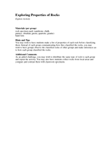 Explore Activity: Exploring Properties of Rocks