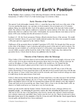 Controversy of Earth's Position