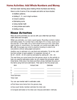 Home Activities: Add Whole Numbers and Money