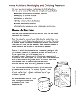 Home Activities: Multiplying and Dividing Fractions