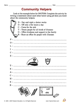 Community Helpers Writing Activity