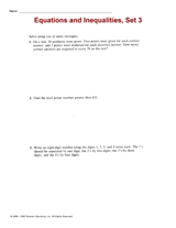 Equations and Inequalities, Set 3