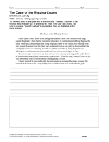 The Case of the Missing Crown Activity
