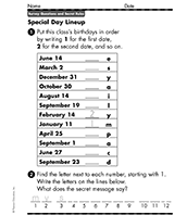Organizing: Special Day Lineup